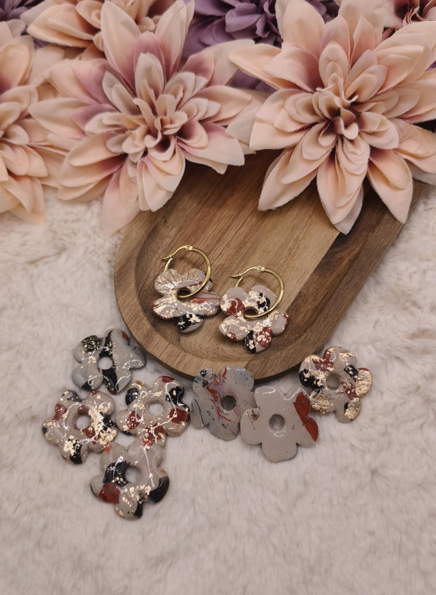 Pampilles Fleurs — Beige, Cuivré, Or