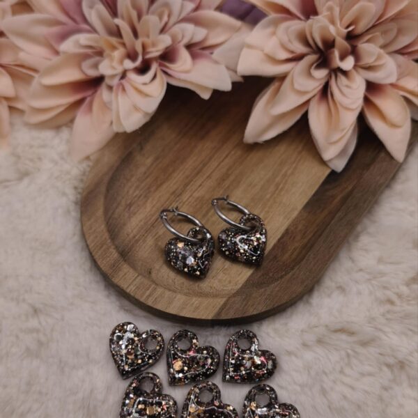 Pampilles Pailletées Cœurs — Mélange foncé