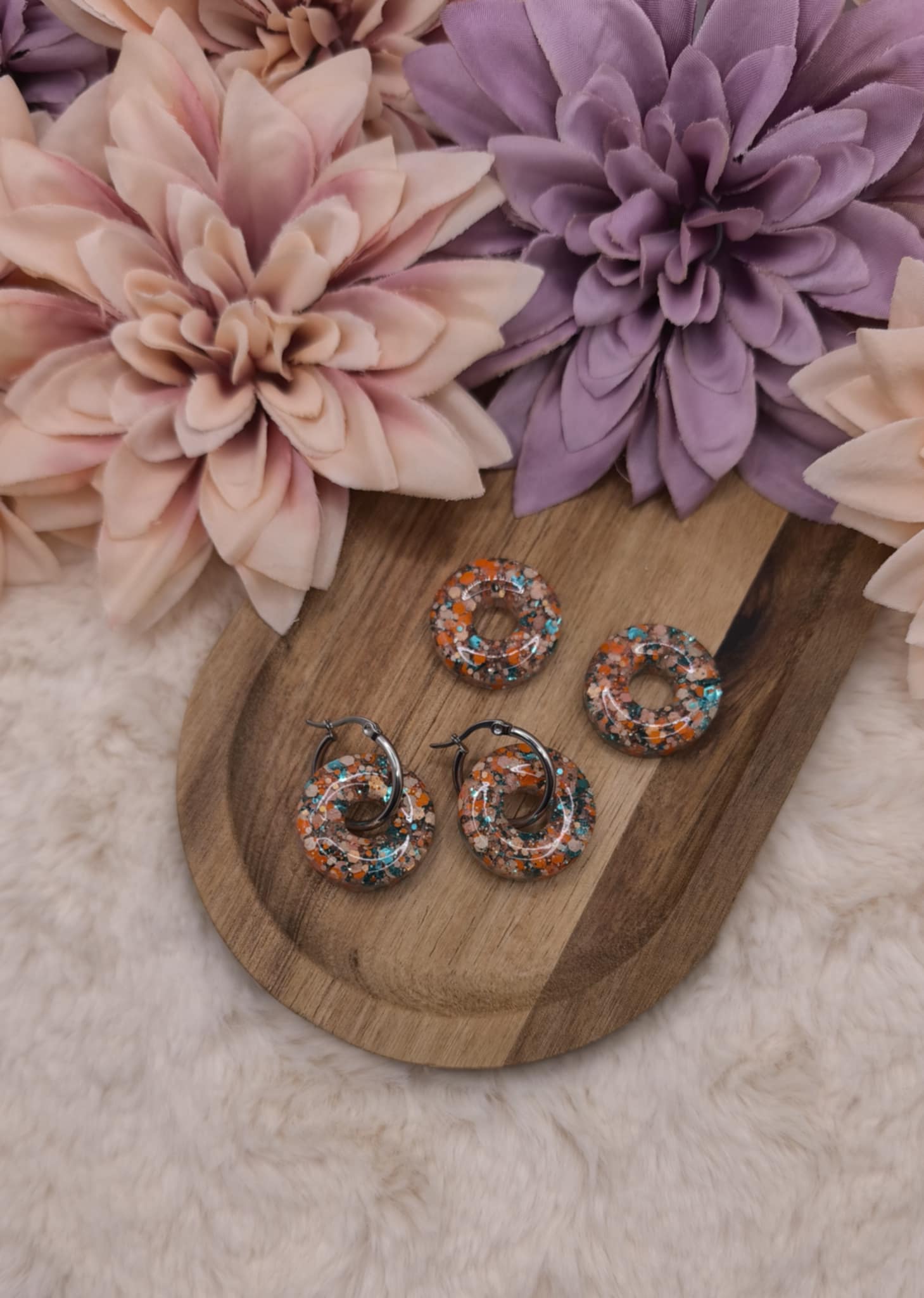 Pampilles Donuts — Beige, Orange & Vert Pailletées