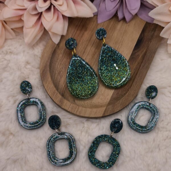 Pendantes Pailletées — Bleu & Jaune