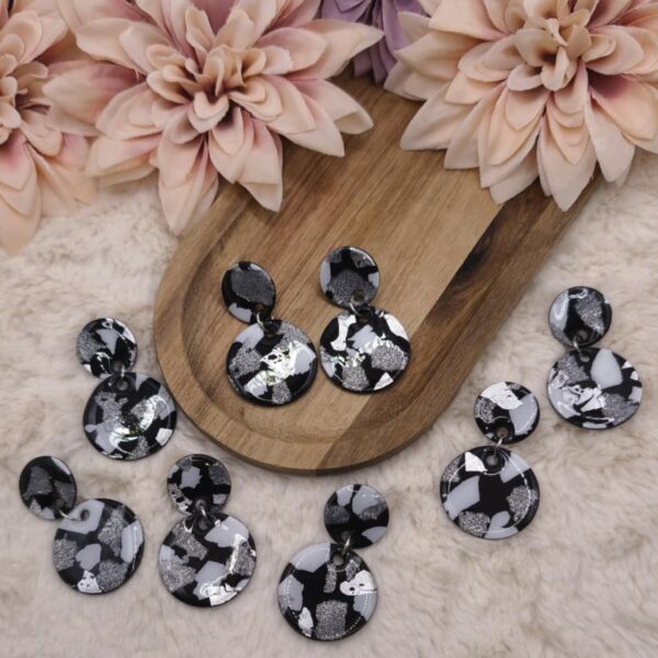 Pendantes Rondes — Noir, Blanc & Argenté