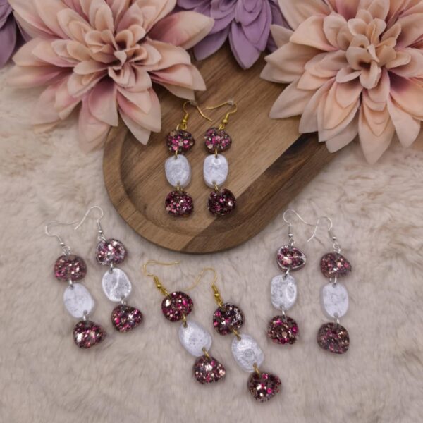 Pendantes Nacrées — Rose & Blanc