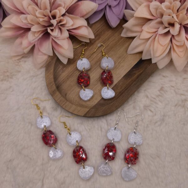 Pendantes Nacrées — Rouge & Blanc